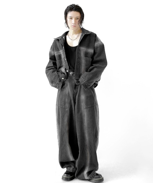 minsobi(ミンソビ)の「フェードラインデニムジャケット(セットアップ可能)(デニムジャケット・メンズ・ブラック・FREE)」の16枚目の写真