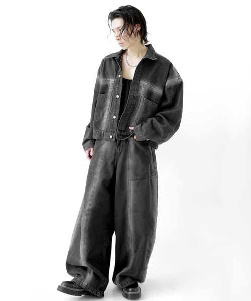 minsobi(ミンソビ)の「フェードラインデニムジャケット(セットアップ可能)(デニムジャケット・メンズ・ブラック・FREE)」の17枚目の写真