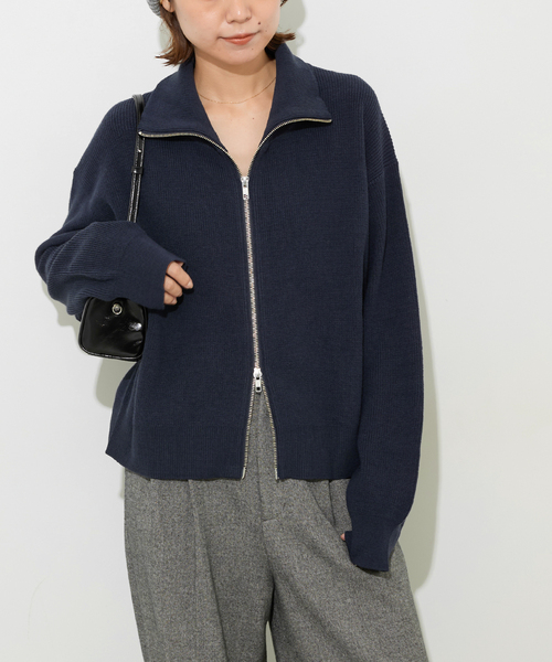JOURNAL STANDARD relume(ジャーナルスタンダード レリューム)の「《WEB限定》ダブルジップニットカーディガン(カーディガン/ボレロ・レディース・チャコールグレー/ネイビー・FREE)」の14枚目の写真