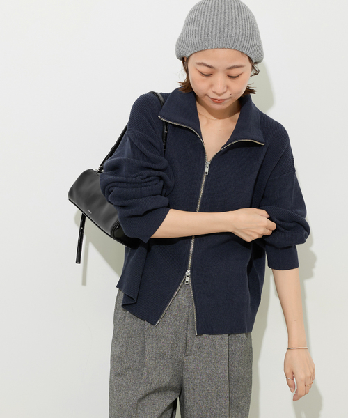JOURNAL STANDARD relume(ジャーナルスタンダード レリューム)の「《WEB限定》ダブルジップニットカーディガン(カーディガン/ボレロ・レディース・チャコールグレー/ネイビー・FREE)」の15枚目の写真