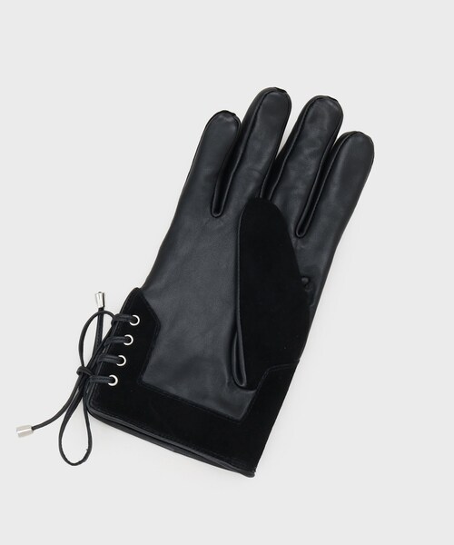tk.TAKEO KIKUCHI（ティーケータケオキクチ）の「【本革／ギフトにおススメ】レースアップグローブ（手袋・メンズ・ブラック/ブラック系・00）」の4枚目の写真