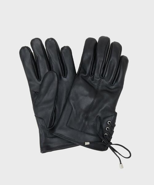 tk.TAKEO KIKUCHI（ティーケータケオキクチ）の「【本革／ギフトにおススメ】レースアップグローブ（手袋・メンズ・ブラック/ブラック系・00）」の8枚目の写真