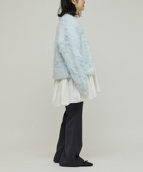 Firsthand（ファーストハンド）の「Firsthand/ファーストハンド バリエーション釦 シャギー ニットカーディガン（カーディガン/ボレロ・レディース・チャコールグレー/サックスブルー/ベージュ/ピンク・ﾌﾘ-）」の8枚目の写真