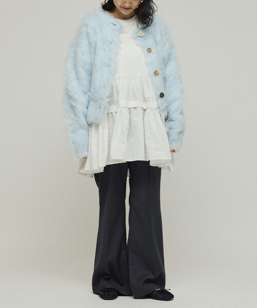 Firsthand（ファーストハンド）の「Firsthand/ファーストハンド バリエーション釦 シャギー ニットカーディガン（カーディガン/ボレロ・レディース・チャコールグレー/サックスブルー/ベージュ/ピンク・ﾌﾘ-）」の10枚目の写真