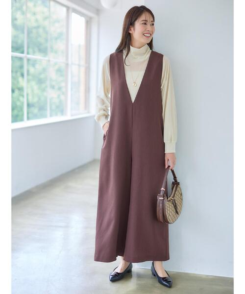 Reflect（リフレクト）の「【すっきり縦長シルエット】サロペットパンツ（サロペット/オーバーオール・レディース・ダークブラウン/ブラック・07/09/11/15 /17/13/05）」の3枚目の写真