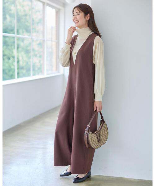 Reflect（リフレクト）の「【すっきり縦長シルエット】サロペットパンツ（サロペット/オーバーオール・レディース・ダークブラウン/ブラック・07/09/11/15 /17/13/05）」の4枚目の写真