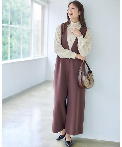Reflect（リフレクト）の「【すっきり縦長シルエット】サロペットパンツ（サロペット/オーバーオール・レディース・ダークブラウン/ブラック・07/09/11/15 /17/13/05）」の5枚目の写真