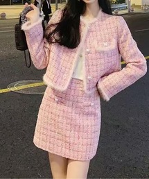 ピンク系ツイード ジャケット 新作☆すぐ届く！】CHANEL ジャケット ツイード ピンク 関税込