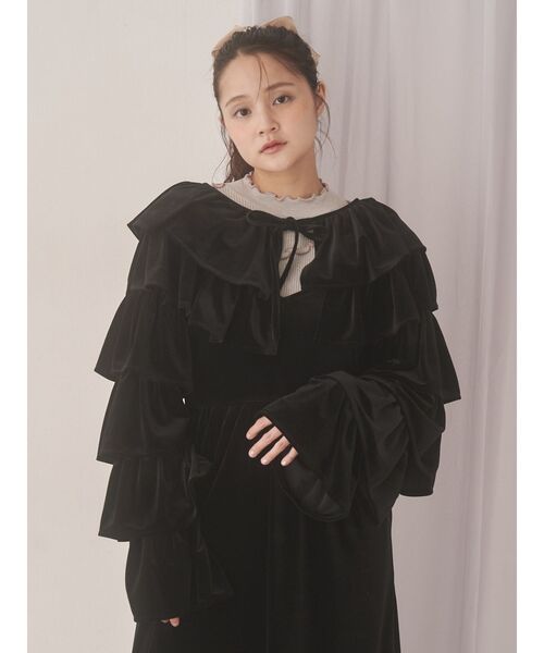 merry jenny（メリージェニー）の「ベロアティアードボレロ（カーディガン/ボレロ・レディース・その他1/アイボリー/ブラック・FREE）」の8枚目の写真