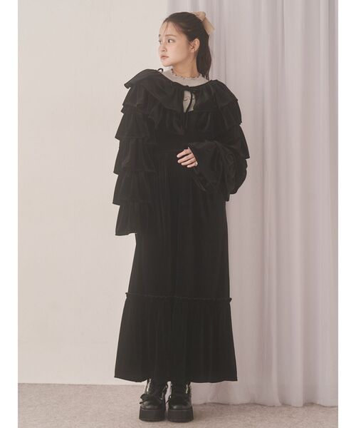 merry jenny（メリージェニー）の「ベロアティアードボレロ（カーディガン/ボレロ・レディース・その他1/アイボリー/ブラック・FREE）」の6枚目の写真