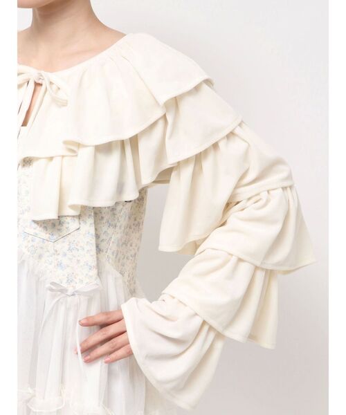 merry jenny(メリージェニー)の「ベロアティアードボレロ(カーディガン/ボレロ・レディース・その他1/アイボリー/ブラック・FREE)」の6枚目の写真