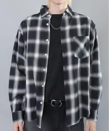 長袖オンブレチェックシャツ/ネルシャツ/秋冬新作/レギュラー丈