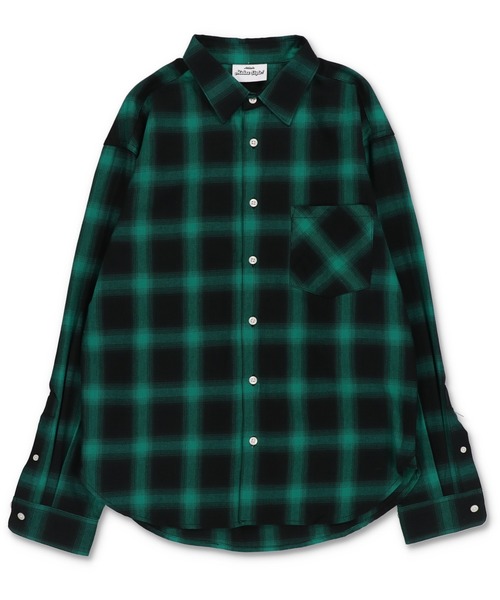 長袖オンブレチェックシャツ/ネルシャツ/秋冬新作/レギュラー丈