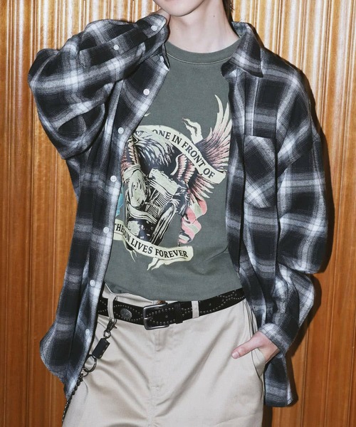 SSZ beams オンブレシャツ　長袖　ネルシャツ SSZ beams オンブレシャツ 長袖 ネルシャツ リラクシングシルエット