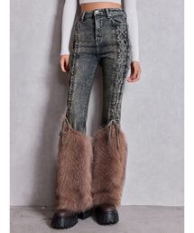 GYDA | ハイウエスト LEG 2WAY ECO FURサイドレースアップフレアデニムパンツ(デニムパンツ)