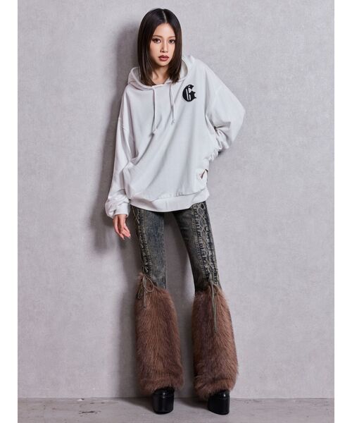GYDA（ジェイダ）の「ハイウエスト LEG 2WAY ECO FURサイドレースアップフレアデニムパンツ（デニムパンツ・レディース・インディゴブルー/ブルー・MEDIUM/SMALL/X-SMALL）」の19枚目の写真