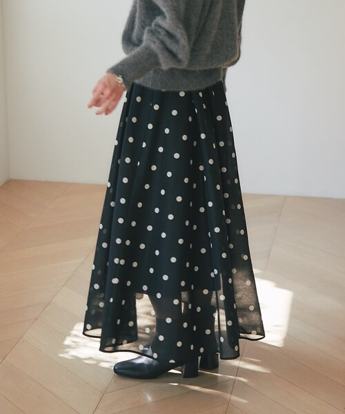 ラブティックボンボン　オーガンサーキュラースカート ドットオーガンサーキュラースカート（スカート）｜La boutique