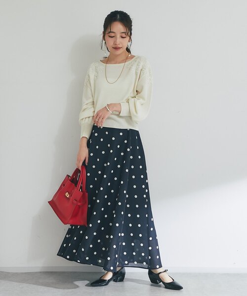 ラブティックボンボンドットオーガンサーキュラースカート セール】【名品・最強着映え】ドットオーガンサーキュラースカート