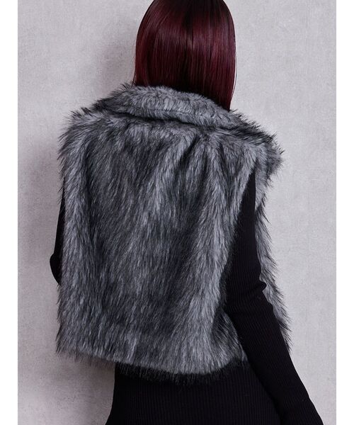 GYDA(ジェイダ)の「エコファーW ZIPベスト(ベスト・レディース・チャコールグレー/アイボリー・FREE)」の4枚目の写真