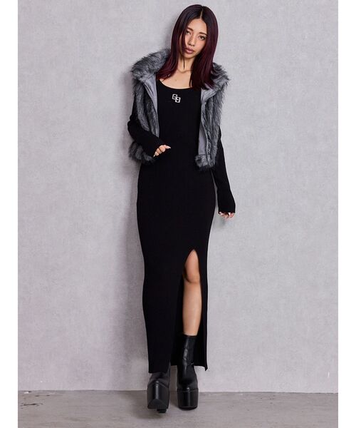 GYDA(ジェイダ)の「エコファーW ZIPベスト(ベスト・レディース・チャコールグレー/アイボリー・FREE)」の3枚目の写真