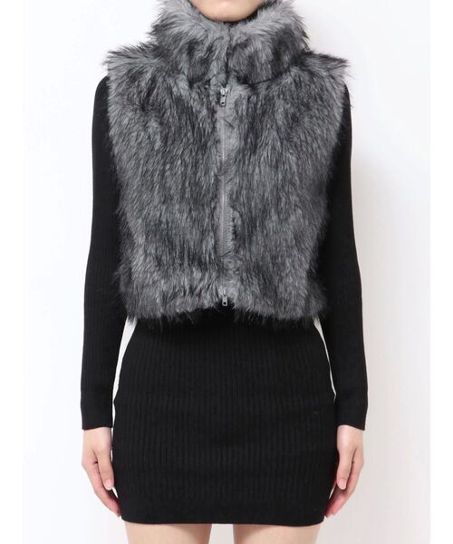 GYDA(ジェイダ)の「エコファーW ZIPベスト(ベスト・レディース・チャコールグレー/アイボリー・FREE)」の19枚目の写真