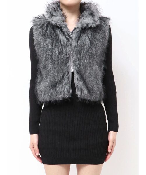 GYDA(ジェイダ)の「エコファーW ZIPベスト(ベスト・レディース・チャコールグレー/アイボリー・FREE)」の12枚目の写真