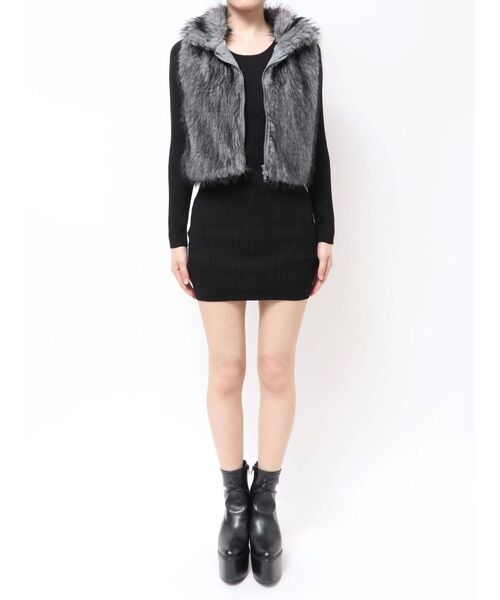 GYDA(ジェイダ)の「エコファーW ZIPベスト(ベスト・レディース・チャコールグレー/アイボリー・FREE)」の11枚目の写真