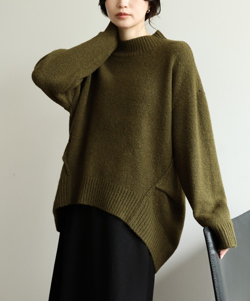 select MOCA Et(セレクトモカエト)の「【Et】Petit High Neck Cocoon Silhouette Knit(ニット/セーター・レディース・ベージュ/ブラック/カーキ・FREE)」の3枚目の写真