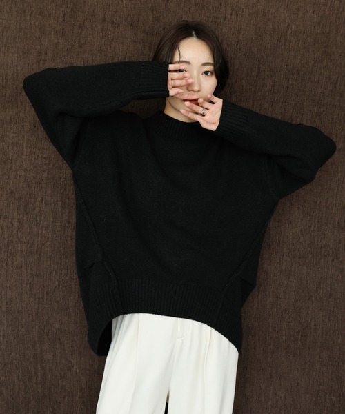 select MOCA Et(セレクトモカエト)の「【Et】Petit High Neck Cocoon Silhouette Knit(ニット/セーター・レディース・ベージュ/ブラック/カーキ・FREE)」の1枚目の写真