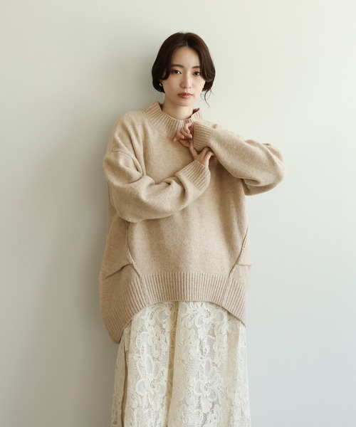 select MOCA Et(セレクトモカエト)の「【Et】Petit High Neck Cocoon Silhouette Knit(ニット/セーター・レディース・ベージュ/ブラック/カーキ・FREE)」の16枚目の写真