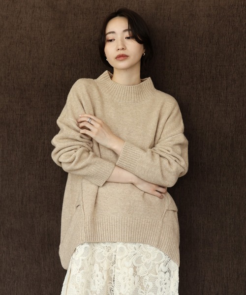 select MOCA Et(セレクトモカエト)の「【Et】Petit High Neck Cocoon Silhouette Knit(ニット/セーター・レディース・ベージュ/ブラック/カーキ・FREE)」の7枚目の写真
