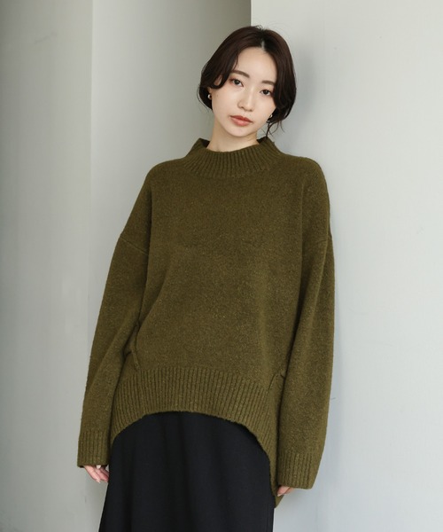 select MOCA Et(セレクトモカエト)の「【Et】Petit High Neck Cocoon Silhouette Knit(ニット/セーター・レディース・ベージュ/ブラック/カーキ・FREE)」の17枚目の写真