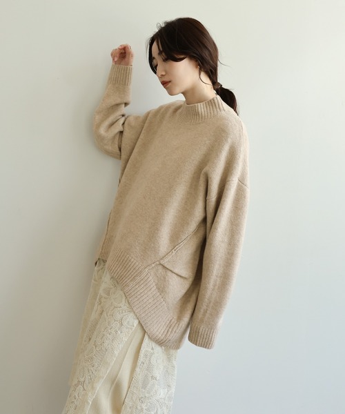 select MOCA Et(セレクトモカエト)の「【Et】Petit High Neck Cocoon Silhouette Knit(ニット/セーター・レディース・ベージュ/ブラック/カーキ・FREE)」の13枚目の写真