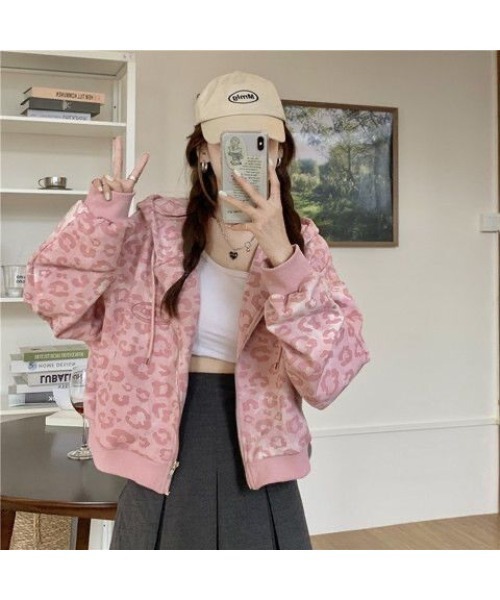 Ritzy(リッツィー)の「レオパード柄のパーカー スウェット(パーカー・レディース・ピンク・M/L)」の6枚目の写真