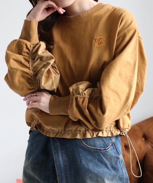cepo（セポ）の「サガラ刺繍ドロストギャザープルオーバー（Tシャツ/カットソー・レディース・キャメル/ブラック/グレー・M）」の3枚目の写真