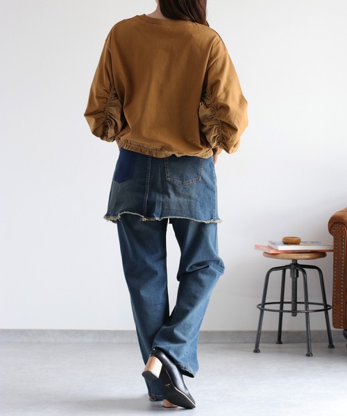 cepo（セポ）の「サガラ刺繍ドロストギャザープルオーバー（Tシャツ/カットソー・レディース・キャメル/ブラック/グレー・M）」の4枚目の写真