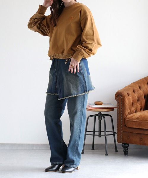 cepo（セポ）の「サガラ刺繍ドロストギャザープルオーバー（Tシャツ/カットソー・レディース・キャメル/ブラック/グレー・M）」の5枚目の写真