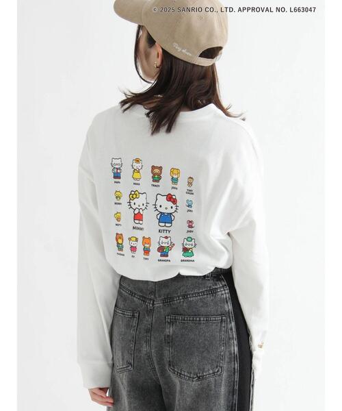 Te chichi TERRASSE(テチチテラス)の「【HELLO KITTY】プリントロングTシャツ(Tシャツ/カットソー・レディース・オフホワイト/チャコールグレー・F)」の2枚目の写真