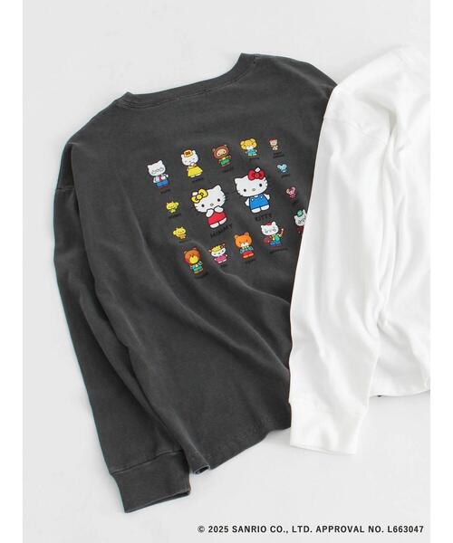 Te chichi TERRASSE(テチチテラス)の「【HELLO KITTY】プリントロングTシャツ(Tシャツ/カットソー・レディース・オフホワイト/チャコールグレー・F)」の1枚目の写真