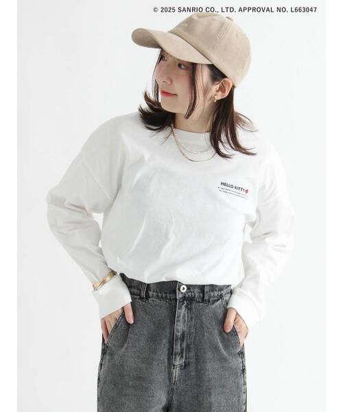 Te chichi TERRASSE(テチチテラス)の「【HELLO KITTY】プリントロングTシャツ(Tシャツ/カットソー・レディース・オフホワイト/チャコールグレー・F)」の21枚目の写真