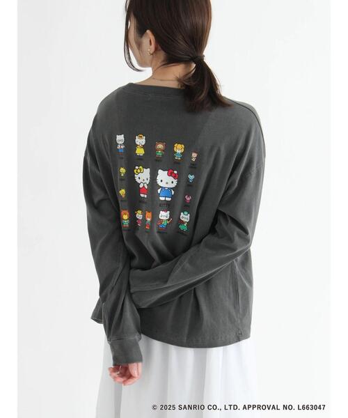 Te chichi TERRASSE(テチチテラス)の「【HELLO KITTY】プリントロングTシャツ(Tシャツ/カットソー・レディース・オフホワイト/チャコールグレー・F)」の5枚目の写真
