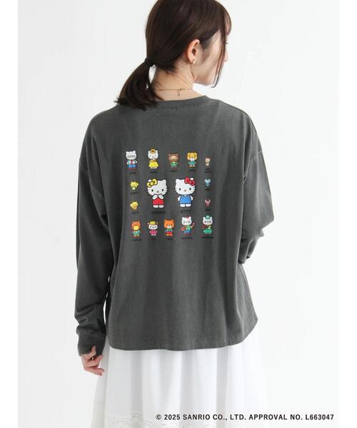 Te chichi TERRASSE(テチチテラス)の「【HELLO KITTY】プリントロングTシャツ(Tシャツ/カットソー・レディース・オフホワイト/チャコールグレー・F)」の6枚目の写真