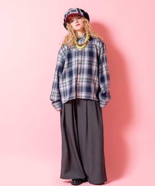 a.p.o.v.(エーピーオービー)の「a.p.o.v. オーバーサイズ短丈チェックネルシャツ(シャツ/ブラウス・メンズ・ブルー/ブラック/ネイビー・ONESIZE)」の9枚目の写真