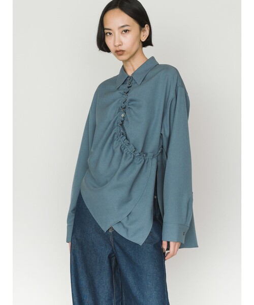 MIDIUMISOLID(ミディウミソリッド)の「MIDIUMISOLID ドローストリングシャツ(シャツ/ブラウス・レディース・ブラック/ライトグレー/ブラウン/オフホワイト・FREE)」の11枚目の写真