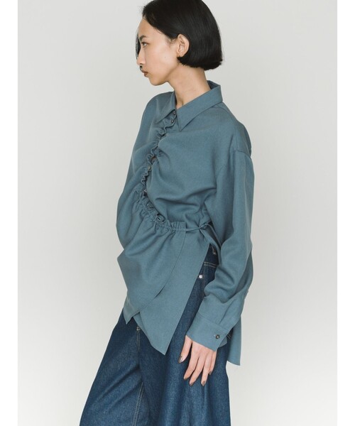 MIDIUMISOLID(ミディウミソリッド)の「MIDIUMISOLID ドローストリングシャツ(シャツ/ブラウス・レディース・ブラック/ライトグレー/ブラウン/オフホワイト・FREE)」の12枚目の写真