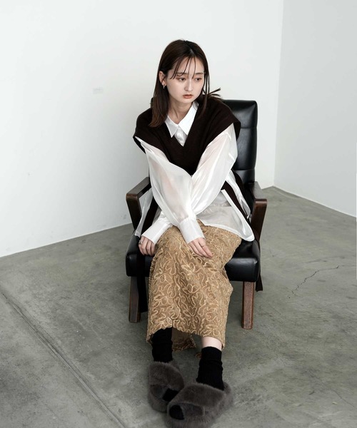 Bulue.(ブルー)の「【Bulue.】コード刺繍ベロアスカート(スカート・レディース・ブラック/ベージュ/ネイビー・FREE)」の9枚目の写真