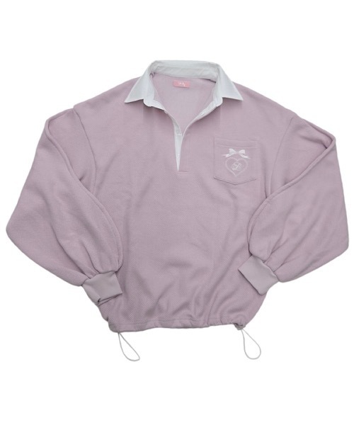 lilLilly(リルリリー)の「ワッフルラガーシャツミニワンピース(シャツ/ブラウス・レディース・グレー/ピンク/ホワイト・FREE)」の3枚目の写真