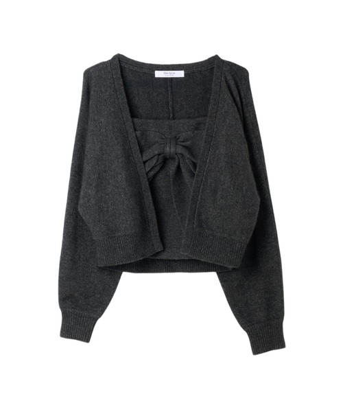 Lydie Ribbon-Tie Knit Ensemble（カーディガン/ボレロ）｜Her lip to