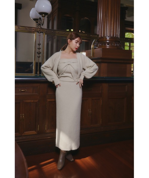 Lydie Ribbon-Tie Knit Ensemble（カーディガン/ボレロ）｜Her lip to