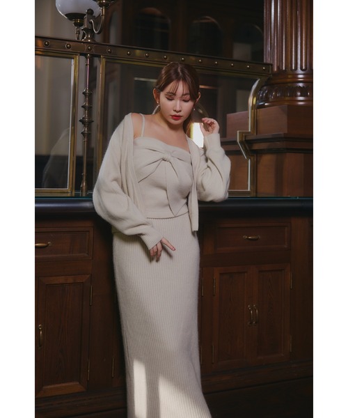 Lydie Ribbon-Tie Knit Ensemble（カーディガン/ボレロ）｜Her lip to